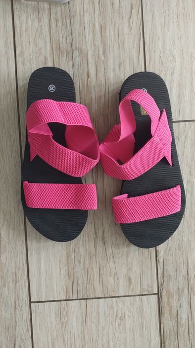 Sandały gumki różowe 39 nowe 25 cm