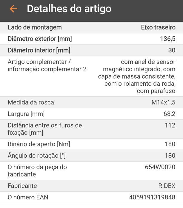 Ridex Kit de rolamento de rodas traseiras Audi Seat Skoda VW novo na c