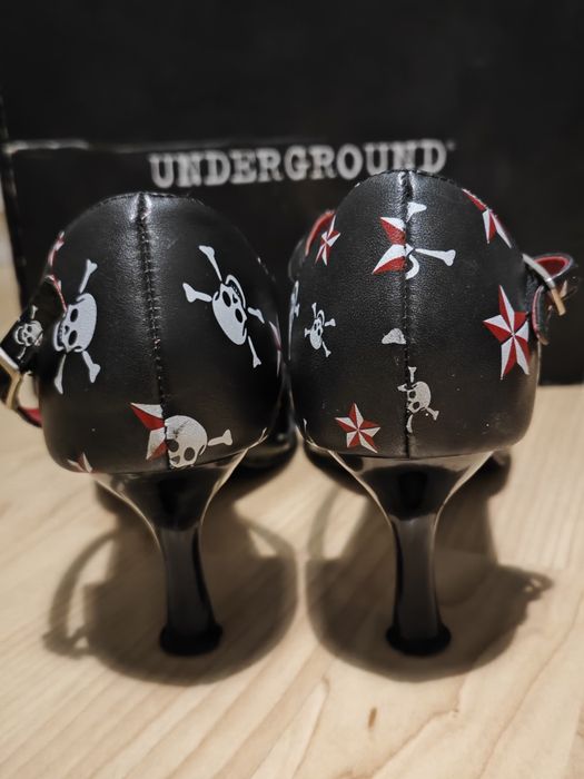 Niskie szpilki Underground London, rozmiar 41, rock, tattoo