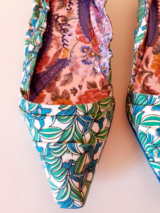 38 UK 5 Nowe buty Irregular Choice zielone kwiaty unikat vintage retro