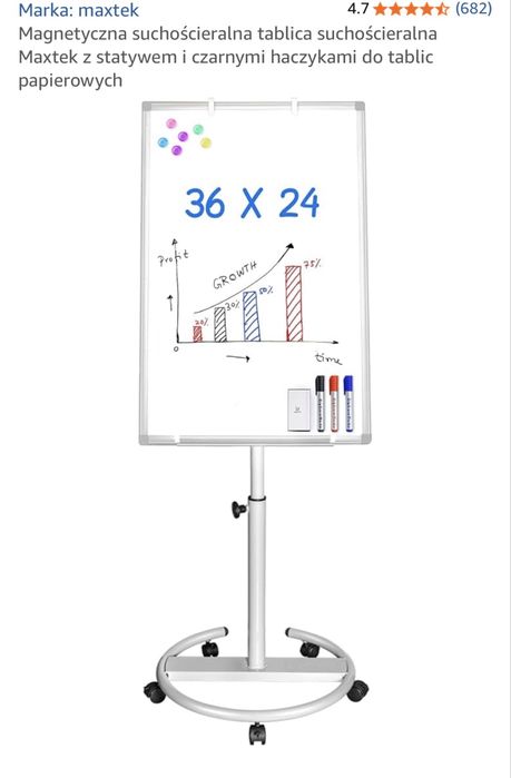 Przenośna suchościeralna tablica magnetyczna 90x60