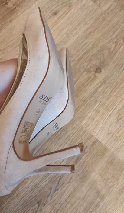 Buty damskie szpilki pudrowe brudny róż