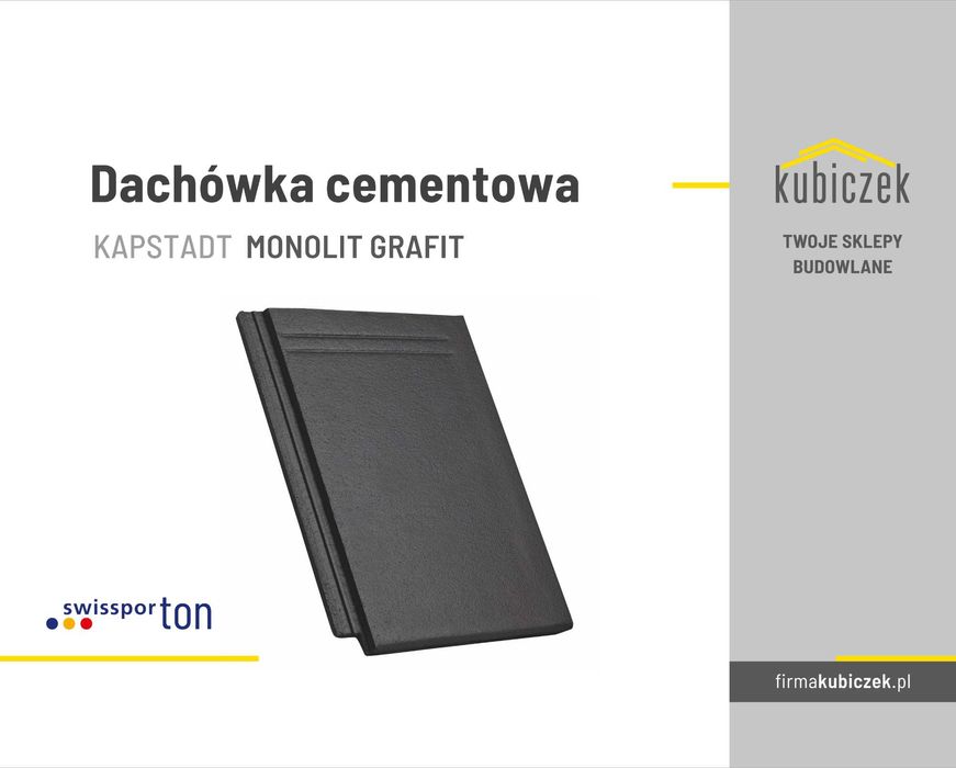 Dachówka cementowa płaska swissporTON Creaton KAPSTADT MONOLIT Grafit