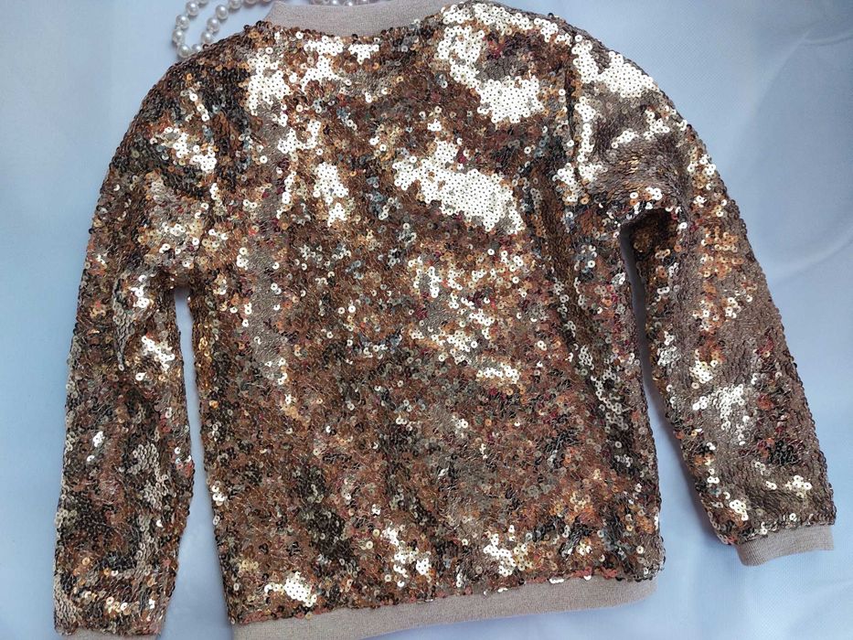 Яскравий крутий золотистий бомбер куртка піджак з пайєтками H&M р.122