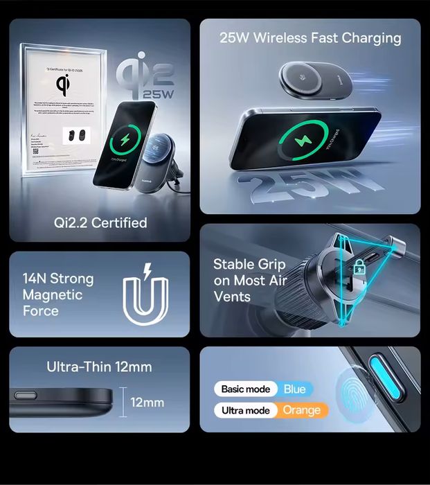 Магнитная беспроводная зарядка в авто Baseus PrimeTrip VC2 Pro 25w