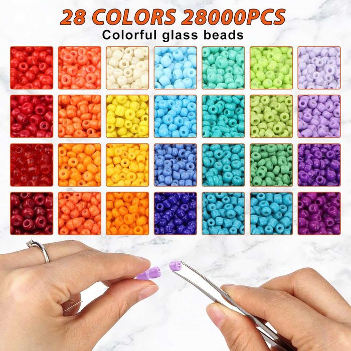 Kit Missangas pulseiras etc 2mm 28 cores 28000 contas+414 acessórios