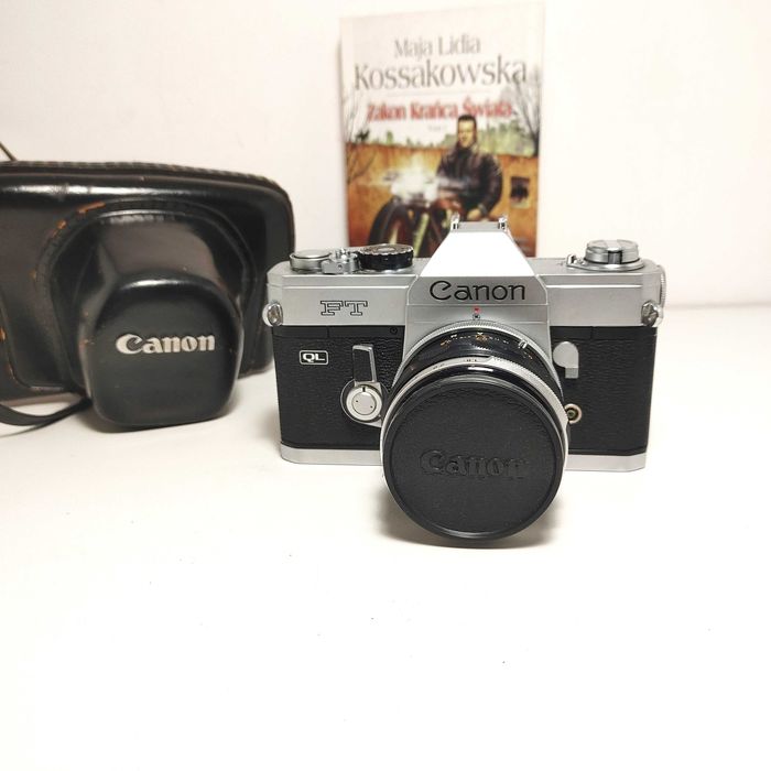 Analogowa Lustrzanka z 1966 roku CANON FL QL lens 50 mm 1:1,8 FUTERAŁ