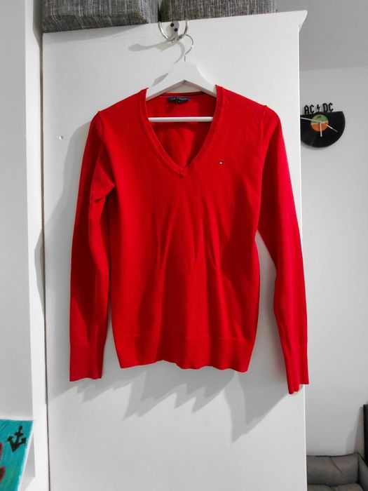 TOMMY HILFIGER sweter  S czerwony
