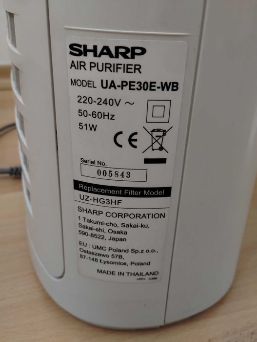 Oczyszczacz powietrza SHARP UA-PE30E-WB