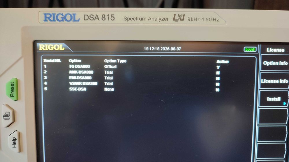 Analizator widma Rigol DSA 815 TG 1.5 GHz