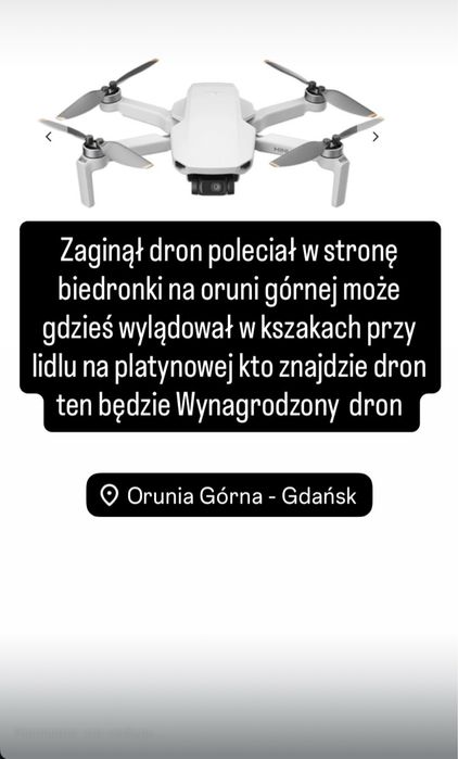 Zaginąl dron prosze o pomoc go znalezenia