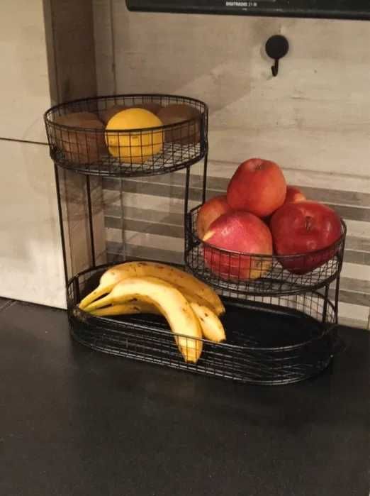 Kosz 3 poziomowy na owoce warzywa metalowy czarny