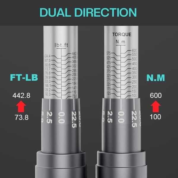 VANPO Chave dinamométrica 3/4", chave de torque de 100-600 Nm