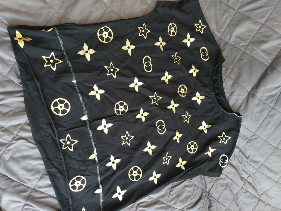 Czarna rózowa bluzka ze złotymi dodatkami lilou