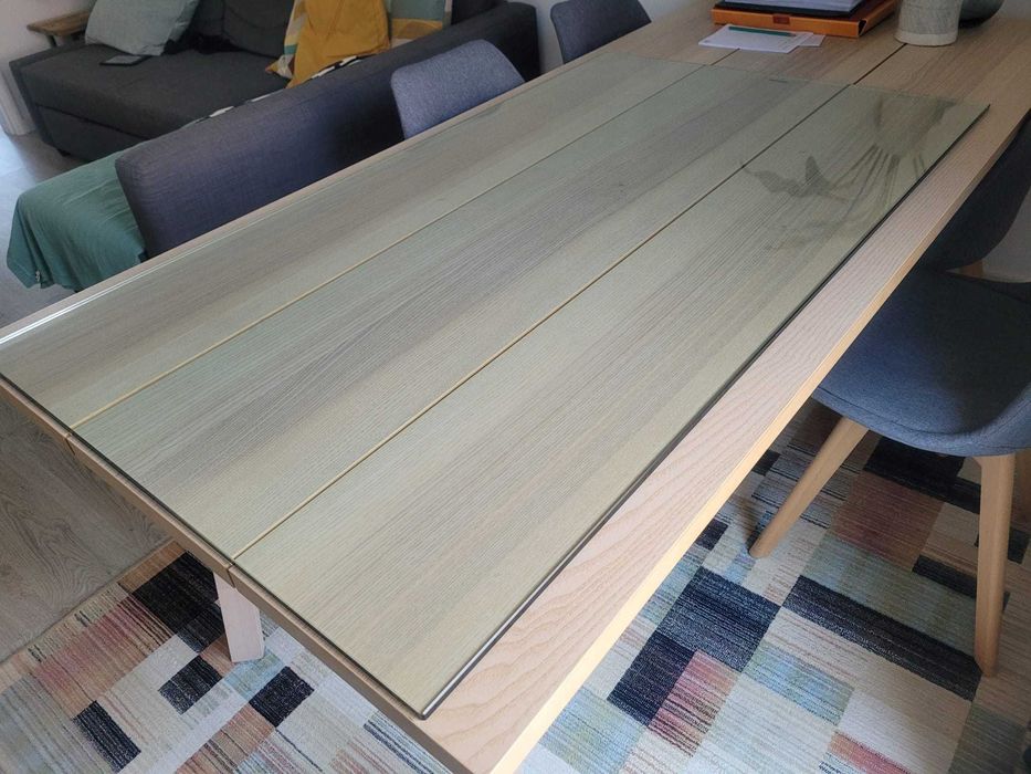 Tampo de vidro temperado 140x80cm, 1cm espessura, boleado