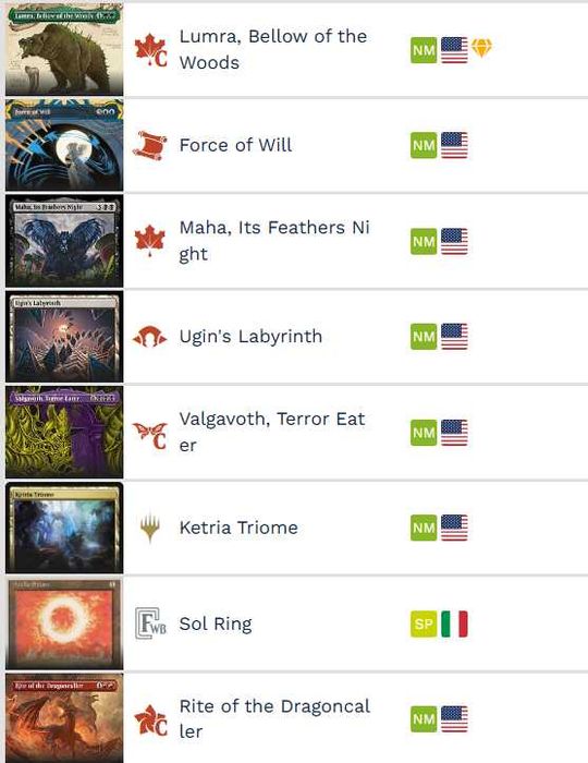 Varias cartas de magic the gathering