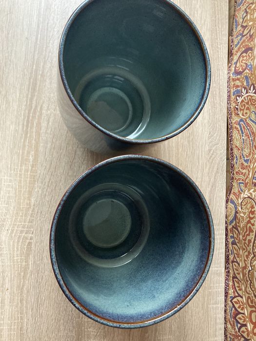 Donice/osłonki ceramiczne turkusowo/zielone wys.18 cm