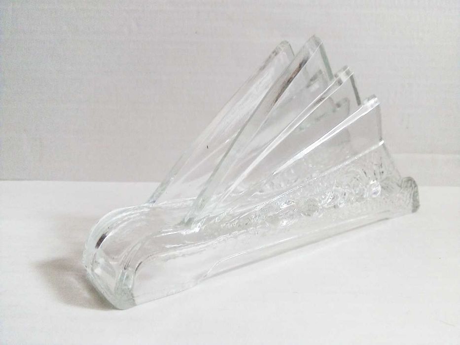 szklany serwetnik art deco huta Hortensja vintage PRL