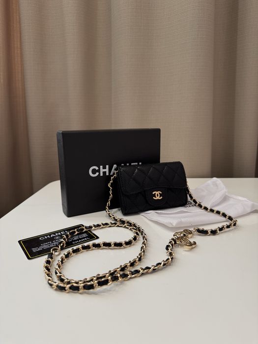 Мікро-сумочка гаманець на ланцюжку Chanel шанель на пояс шкіра міні