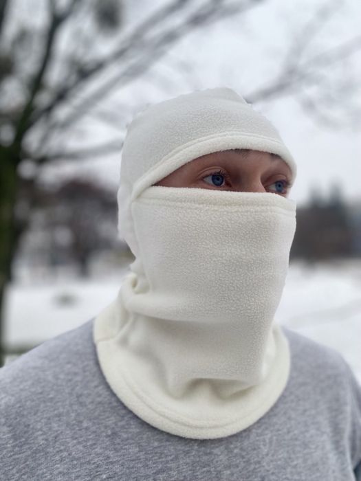 Балаклава флісова 300г/м2, біла зимова, зимняя белая флисовая