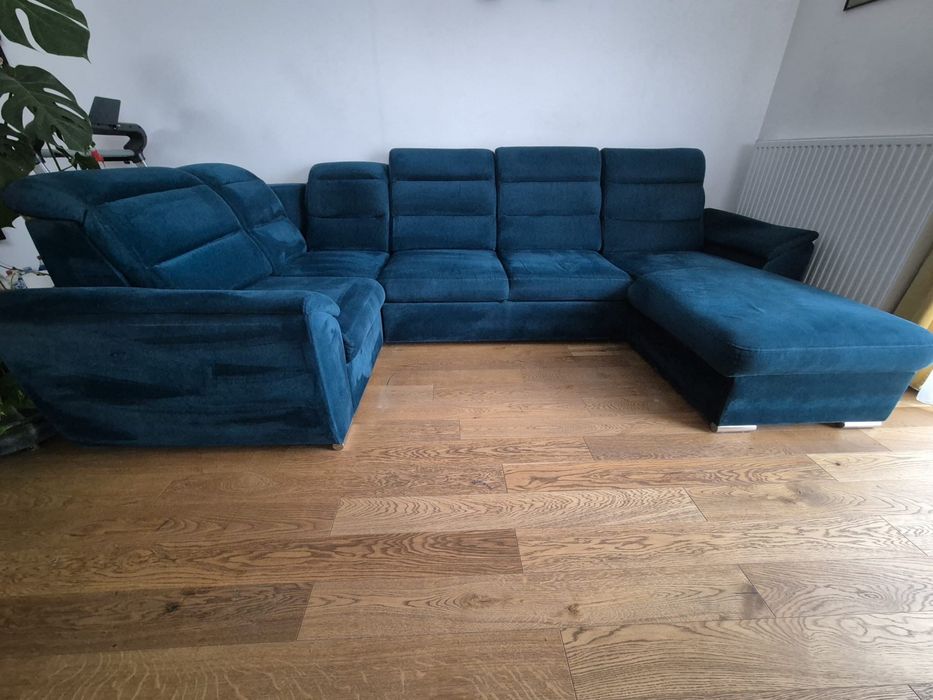 Piekna rozkładana sofa kanapa kolor morski (niebieska zielona)