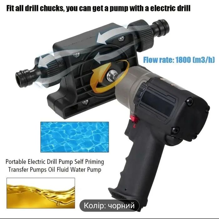 Насос на шуруповерт з фітінгами 1/2