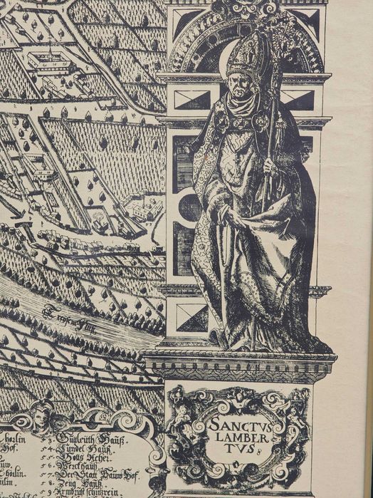 miedzioryt Duza 59,5cmx 100cm Mapa miasta Freiburg z 1589r G.Sickinger