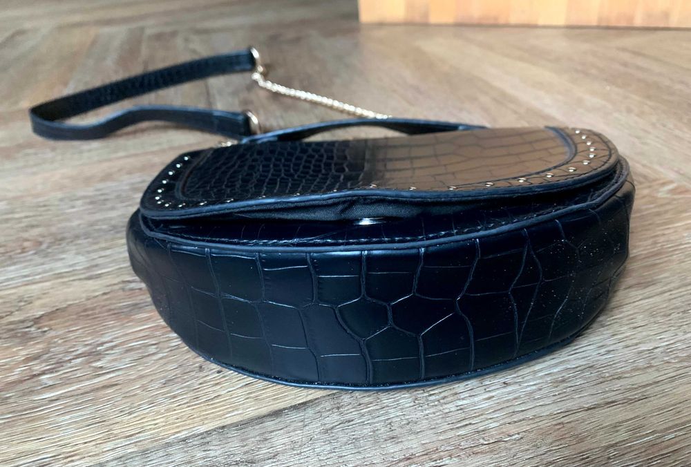 New Look torebka czarna na łańcuszku faux croc animal print stan BDB