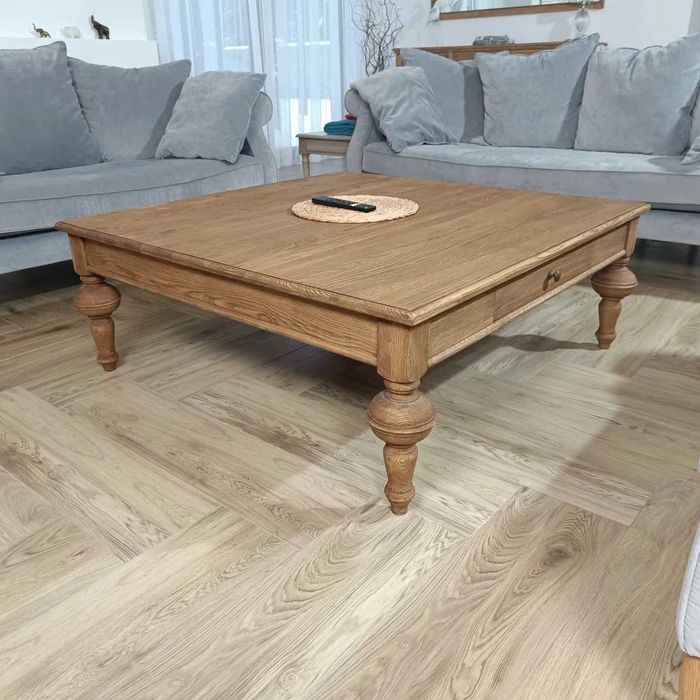 Ława dębowa stolik kawowy 100/100/50 lity dąb model Kanclerz i Hetman