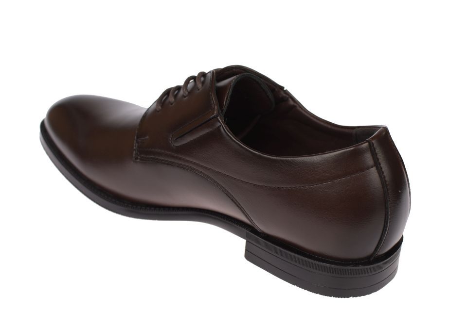 Półbuty męskie eleganckie gładkie P-4-0747 brązowe z gumami rozmiar: 45