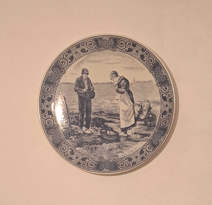 duży, ceramiczny talerze Delfts - Holandia - Anioł Pański J.F. Millet