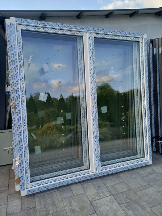 Okno tarasowe 180x210 trzyszbowe antracyt i złoty dąb