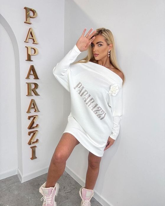 Piękna wiosenna tunika z cyrkoniami masełko logo paparazzi