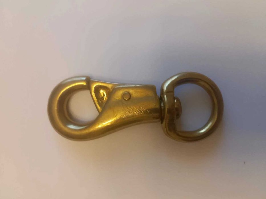 smycz, lonża - Karabińczyk Bull z brązu, 10 cm - NOWY