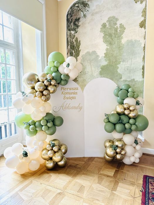 Dekoracja balony ścianka komunia