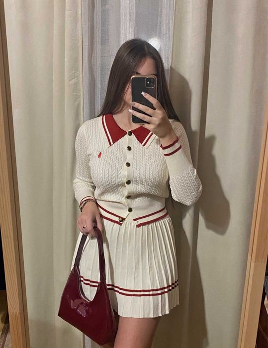 Новий жіночий трикотажний костюм спідниця і кардиган polo