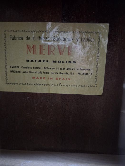 Guitarra Mervi Rafael Molina 1972