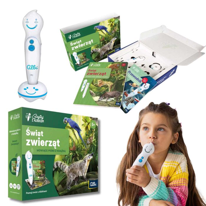 ALBIK Zestaw Interaktywny Świat Zwierząt z Mówiącym Piórem dla Dzieci