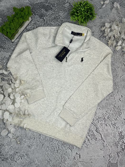 Полузамок Polo Ralph Lauren 1/3 зип чоловічий сірий Поло Ральф Лоурен