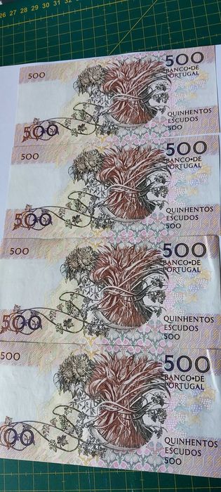 Vendo 4 notas de 500$ Mouzinho da Silveira de 1994