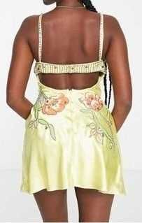 Sukienka XS mini impreza satyna cekiny Design Petite karnawał