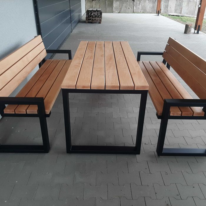 Stół ławka komplet Meble tarasowe na lata Gruba deska Bukowa Jakość