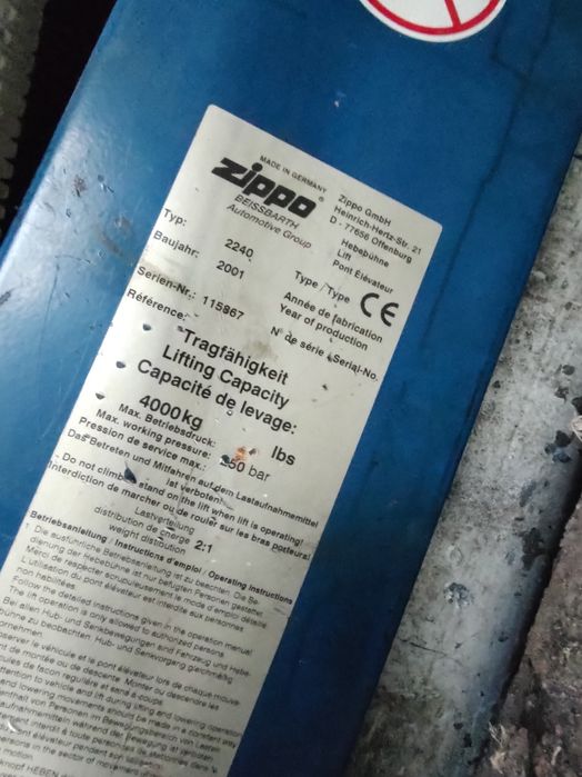 Гідравлічний підйомник zippo 4 стійки 4 тонни