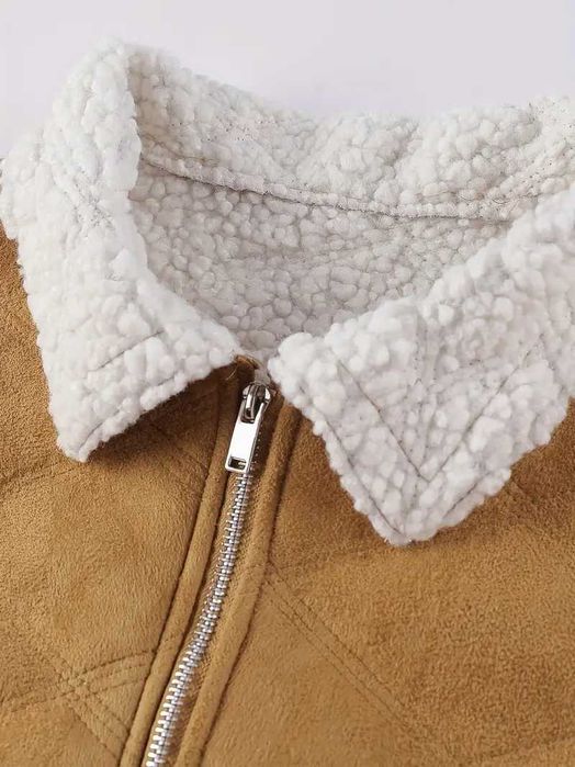 Męska kurtka z zamkiem błyskawicznym i pluszem – zimowy płaszcz