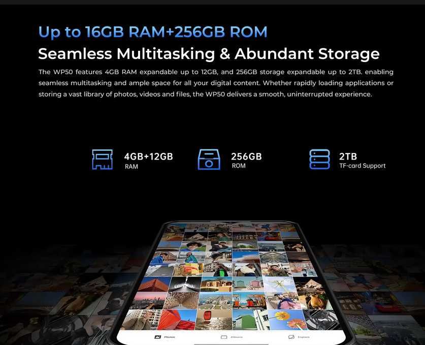 Oukitel WP50 5G. 12Gb(4+8)/256Gb, Dimensity 6100+, 48Mp, 6500Ma/h, NFC