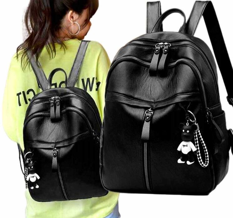 plecak eko skóra skórzany z breloczkiem damski męski unisex nowy