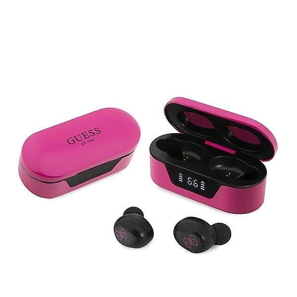 Słuchawki Bluetooth Guess TWS + stacja dokująca - różowe