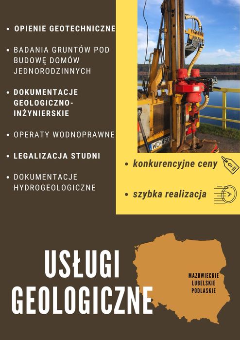Geologia, opinia geotechniczna, operaty wodnoprawne, badania gruntu