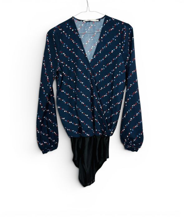 Body Granatowe Kwiaty V XS