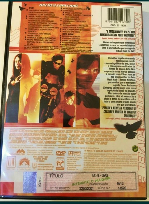 Missao Impossivel 2 - DVD 9Gb - Original selo IGAC Versão Widescreen (VAI CTT)